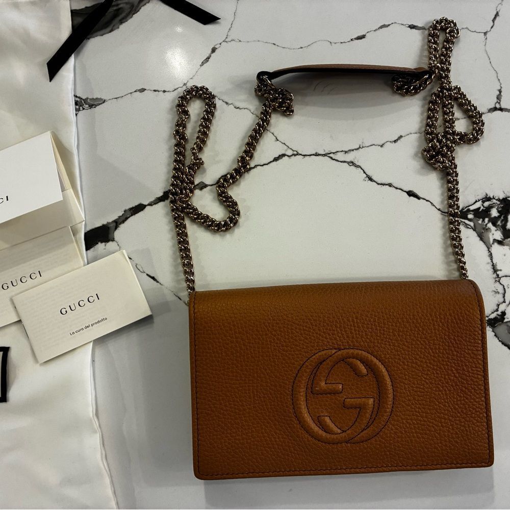 Gucci Soho Leather Wallet On Chain NWOT - Picture 2 of 10